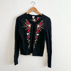 Lucky Brand Vintage Floral Embroidered Cardigan Sz S